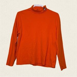 Holiday Editions Long Sleeve Orange Turtleneck Halloween Embroidered Owl Shirt.